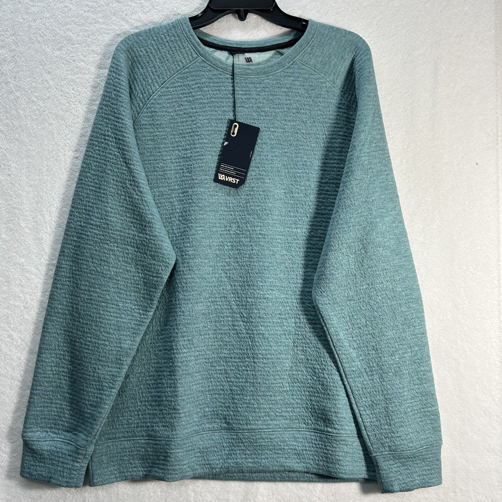 VRST Mens Size L Teal Blue Recharge Lunar Crew Long Sleeve Pullover Sweatshirt